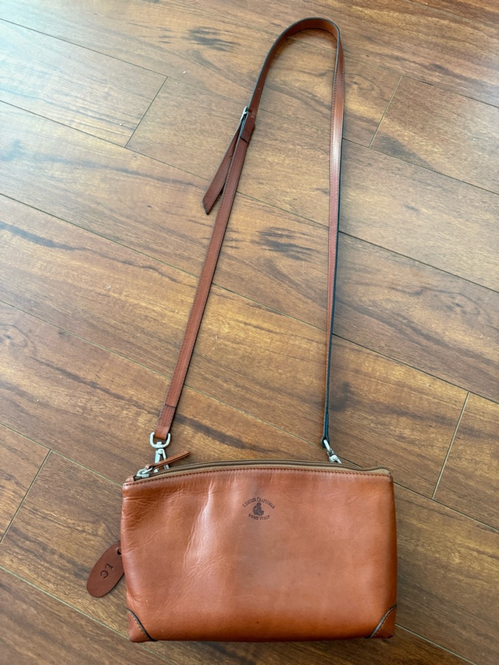 Vera Pelle Brown Leather Bag - Made in Rome crossbody chic minimal